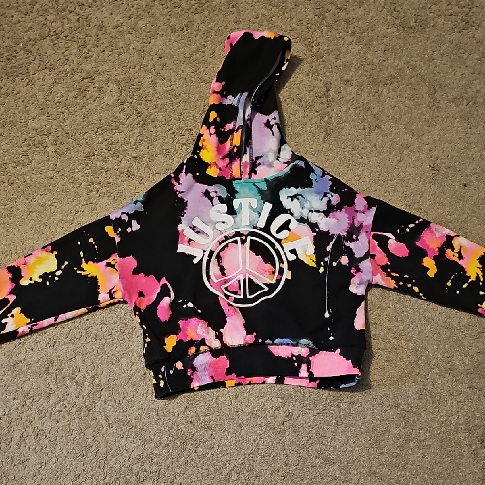 Justice Black and Multicolor Tie-Dye Hoodie
